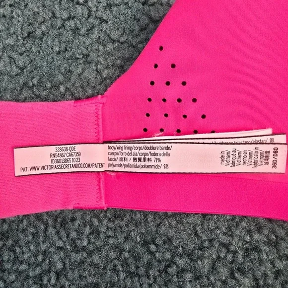 Victoria's Secret Women's Size 36D Featheweight Sport Bra Pink Berry Adjustable - Picture 6 of 7